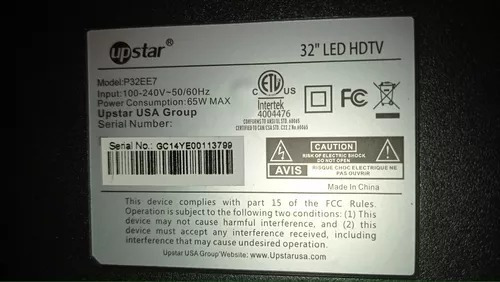 Imagen 3 de 6 de Tv Upstar 32 P32ee7 Hd Repuesto / Pantalla Partida