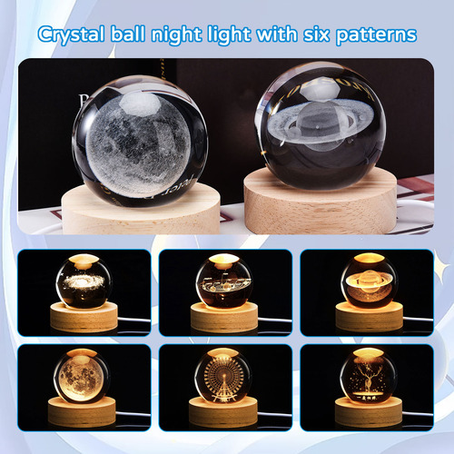 Luz De Noche De Bola Cristal De 3d Nebulosa Para Dormitorio