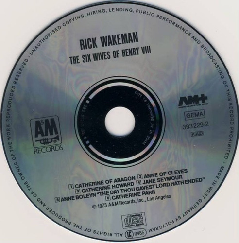 Rick Wakeman Cd: The Six Wives Of Henry V I I I ( Germany ) Estándar