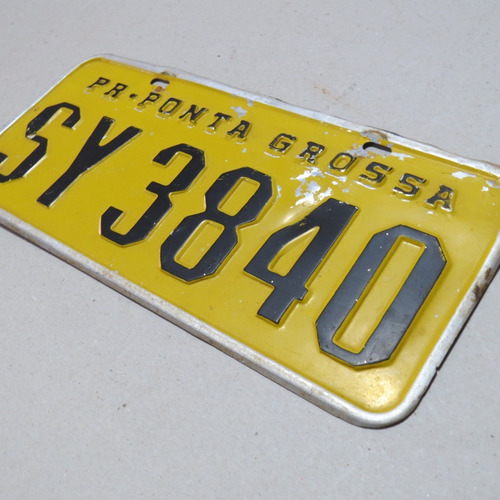 Imagem 6 de 9 de Placa Carro Antigo Amarela Ponta Grossa Paraná