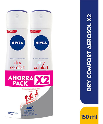 Oferta Desodorante Aerosol Nivea Dry Comfort X 150ml X 2und