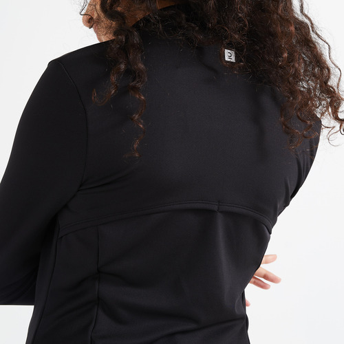 Chamarra Fitness Cardio Mujer Negro Corte Recto Domyos