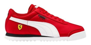 tenis puma roma negro con rojo
