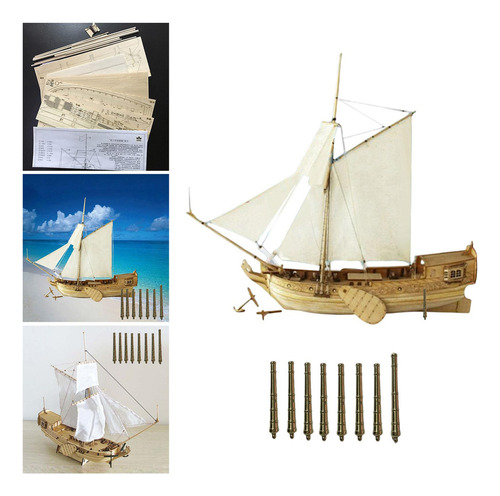 Wj1 Colección De Modelos De Veleros Cañón De Bronce 8 Piezas