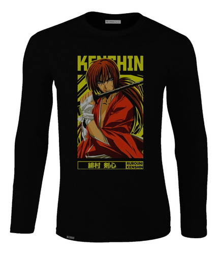 Camiseta Manga Larga Hombre Kenshin Samurai X Anime Lbo2