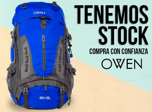 Mochila Camping 65+5lts Antirrobo Cinchas Ajustable Amplia