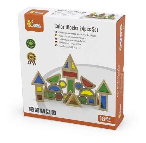 Bloques 24 Piezas Multicolor  Para Niños Viga 