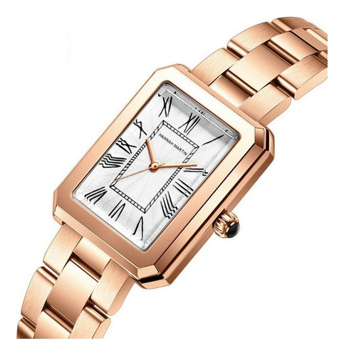 Relojes De Cuarzo Elegantes Para Mujer Hannah Martin Square Color De La Correa Rose White