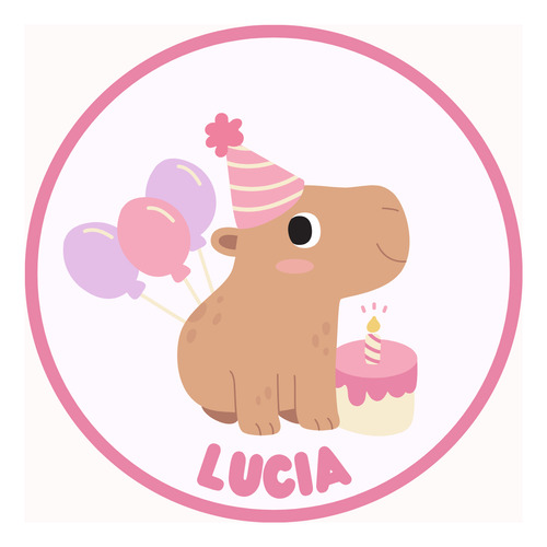 20 Bolsita Golosinera Con Sticker Personalizado Cumpleaños A Eleccion Capibara