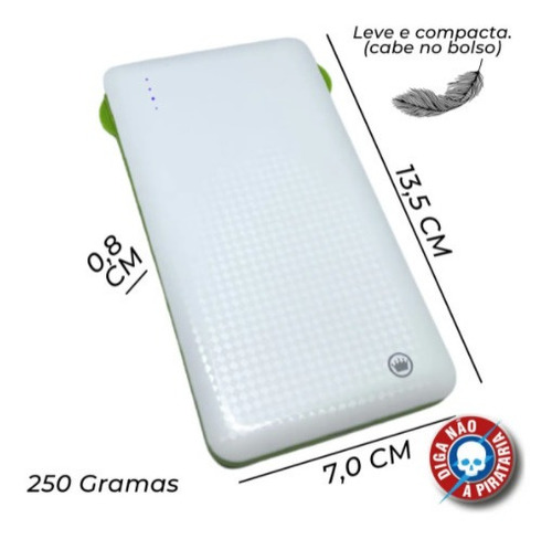 Carregador Portátil Power Bank Kimaster 10000mah 3 Saídas