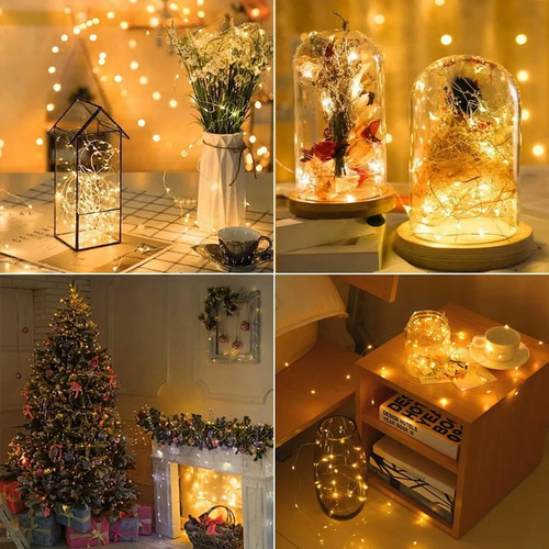 24 Piezas Cadena De Luces Hadas Con Pilas Adornos Navidenos Warm