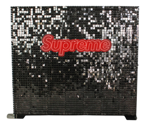 Alquiler Fondo Brillante Cartel Neón Supreme Photo Booth Plateado
