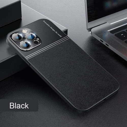 Funda Para iPhone 14, Piel De Lujo, Metal, 2 En 1, 13, 12, 1