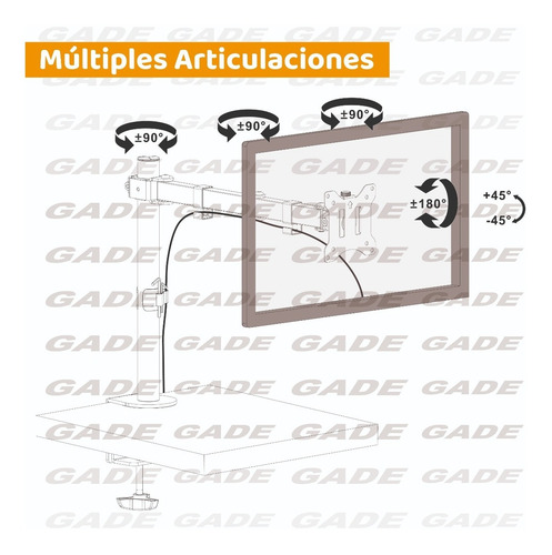Imagen 7 de 10 de Soporte Monitor Tv Led Lcd Para Escritorio 17 A 32
