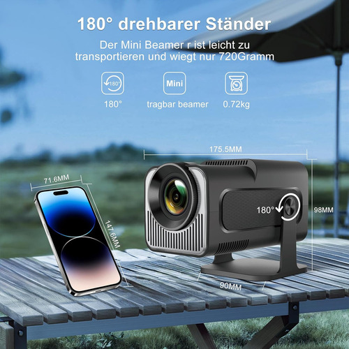 Mini Proyector Portatil Hy320mini 4k 1080p Android 13 Con Wifi 6 Proyector Inteligente Bt 5.0, Tamaño De Proyección 150 Pulgadas, Giro De 180 Grados, Nuevo Hy320mini Profesional Color Negro