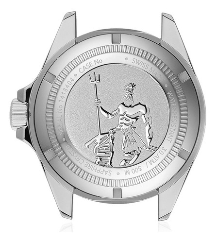 Reloj Edox Neptunian Grande Réserve Date Mod 80801-3nrm-nir Correa Plateado Bisel Negro Fondo Negro