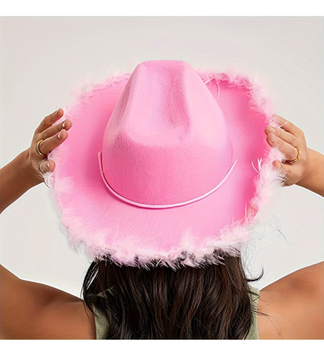 Chapéu Cowboy Rosa + Óculos Coração Barbie Rodeio Festa 2pç