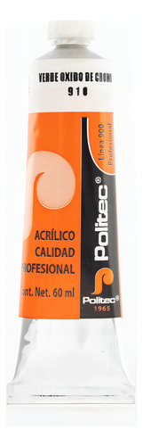 Pintura Acrílica Profesional Línea 900 Politec 60ml Color Verde Oxido Cromo No 910