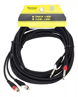 Cable 2 Plug Rca 6.3mm A 2 Plug Mono 6mt Bjj208/6m Soundking
