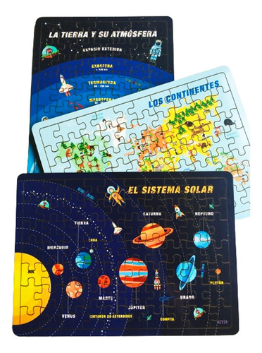 Combo 3 Rompecabezas Educativos Xl De 80 O 130 Piezas