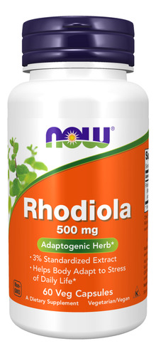 Suplemento em cápsula NOW  Rhodiola extrato de rodiola Rhodiola sabor  without flavor em pote 60 un