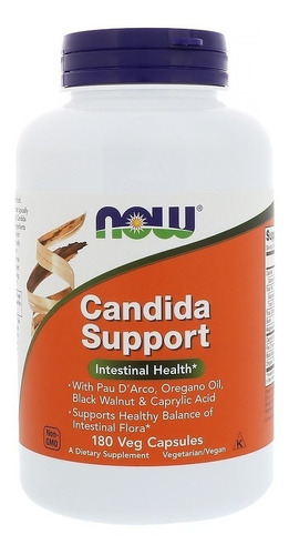 Candida Support 180 Cap Saude Intestinal Albicans Now Foods 