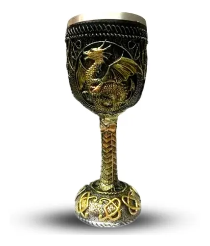 Viking Medieval Cup - Copa de vino de acero inoxidable de resina de color decorada