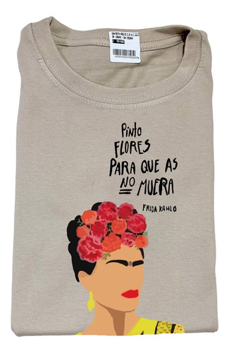 Camiseta Estampada Frida Khalo Pinto Flores Para Que No Muer