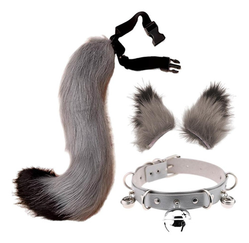 Kit De Disfraz De Cola Y Diadema De Orejas De Gris 50cm Gris