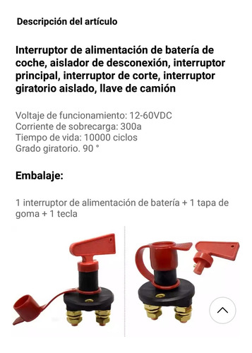 Interruptor Corta Corriente 300a Auto Camión Maquina
