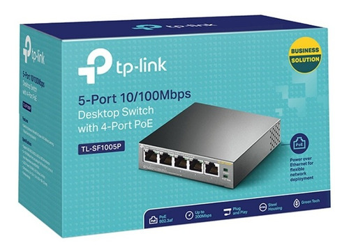 Imagen 1 de 3 de Switch Poe Tplink Tl-sf1005p 5 Puertos A 10/100 Mbps