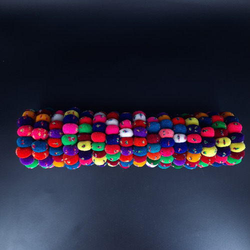 3 Coleros Norteño Andino: Pompón De Lana Peruana P/ Regalar Multicolor Pompón