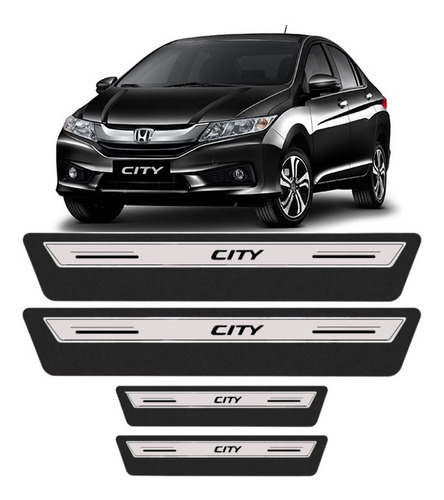 Jogo Soleira Resinada Honda City 2010 2011 12 13 14 17 Prata