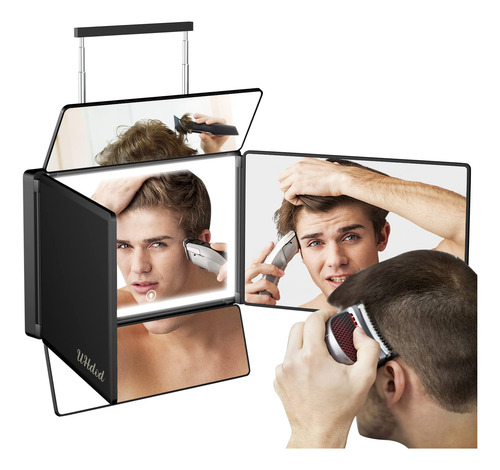 Espejo Uhdod De 5 Vías Para Cortar El Pelo Con Luz Led, Vist