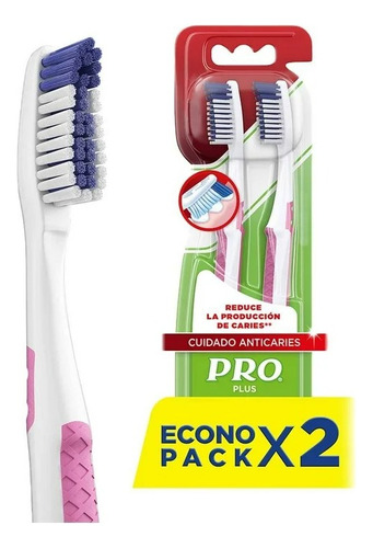 7 Pza Cepillos Dentales Pro Plus Cuidado Anticaries 2 Pzas