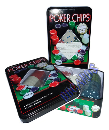 Lata Com 100 Fichas Para Jogo De Cartas Poquer Poker Baralho