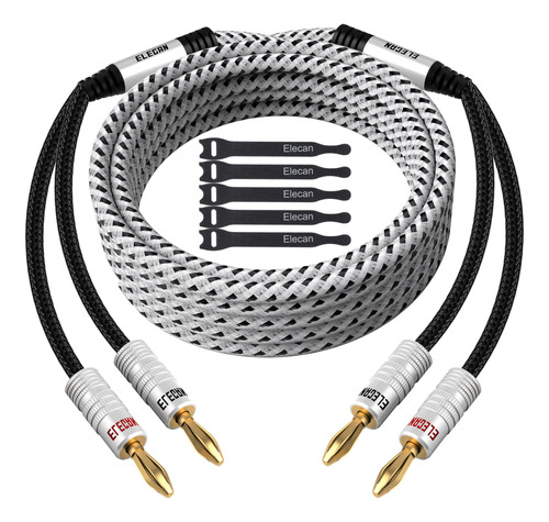 Elecan Cable De Altavoz De 14 Awg De 50 Pies Con Tapones De