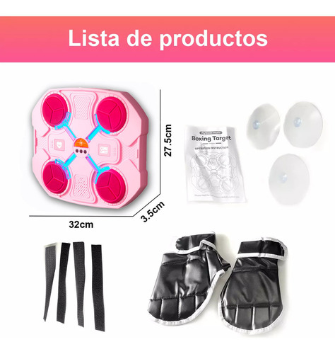Máquina De Boxeo Musical En Paredes Para Adultos Y Niños,con Función Bluetooth, Con Un Par De Guantes,rosa