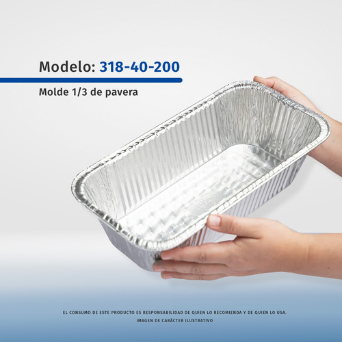 Molde De Aluminio Resistente 1/3 De Pavera 30x14x8cm 20pz Plateado
