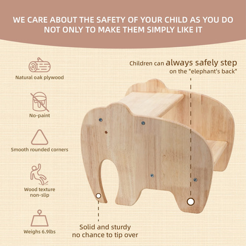 Taburete Dypinyise De Madera Con Forma De Elefante Para Niño