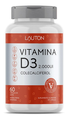 Imagem 1 de 2 de Vitamina D3 2.000ui - 60 Cápsulas- Lauton Nutrition