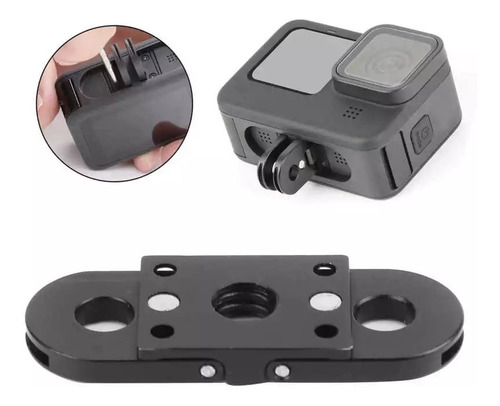 Adaptador Aluminio Base Tripode Gopro Hero 9 10 Max  Negro