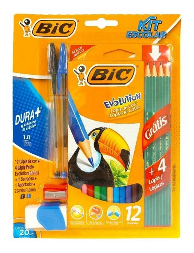 Kit Escolar Bic Evolution + Boligrafos + Goma Y Sacapuntas 