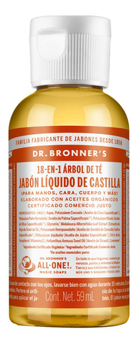 Jabón Liquido De Castilla Dr Bronner's Orgánico Tea Tree 2oz