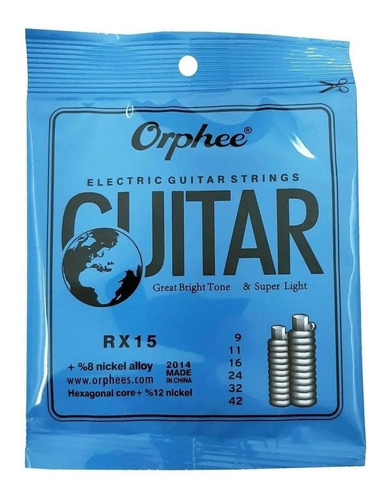 Encordado Orphee Nickel Para Guitarra Eléctrica 009-042 Rx15