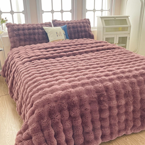 Cobertor Bubble Jumbo King Suave Grueso Comodo Elegante Liso Morado