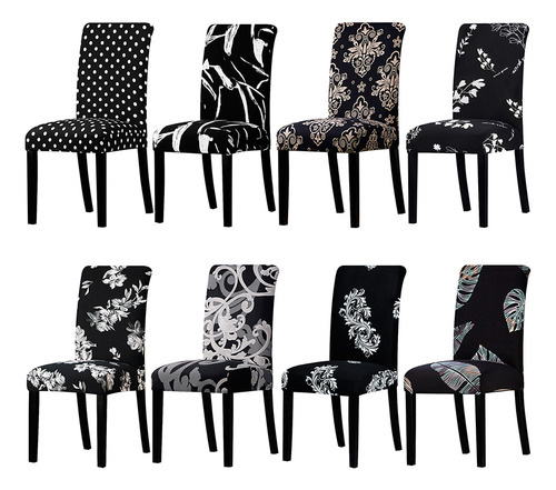 Funda De Silla Estampada De 1/2/4/6 Piezas, Lavable, Elástic