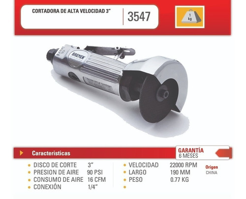 Imagen 5 de 6 de Kit Neumatica Bremen Cortadora + Amoladora Recta 3030 + 3547