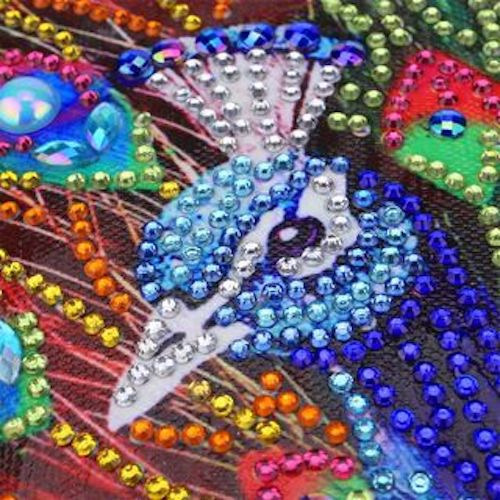 Arte Diamante Pavo Real 40x50cm Cuadro Con Marco De Madera