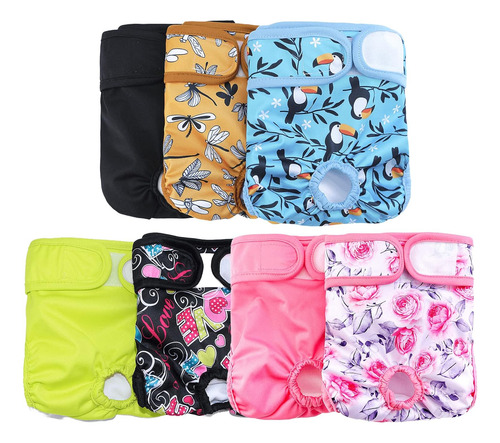 Pañales Lavables Para Perros (paquete De 7), Pañales Durader